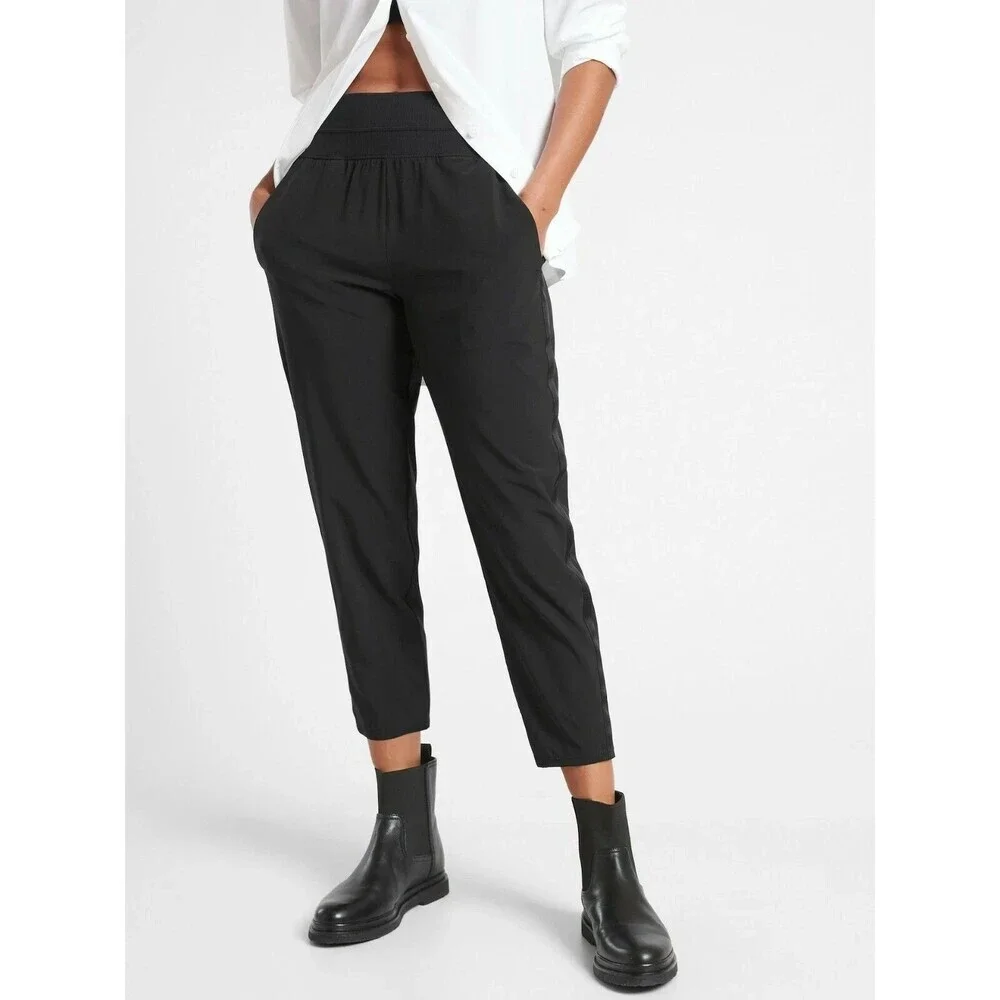 Athleta NOLITA SLIM TAPERED CROP PANT High Rise Travel Work Pants Stretch Sz 4